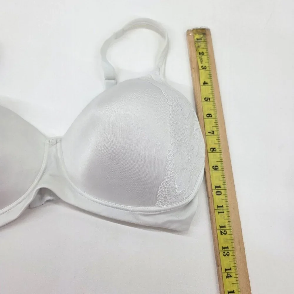 Bali White Full Coverage T-Shirt Bra 38DD Wireless Lined Everyday‎ Comfort Lace